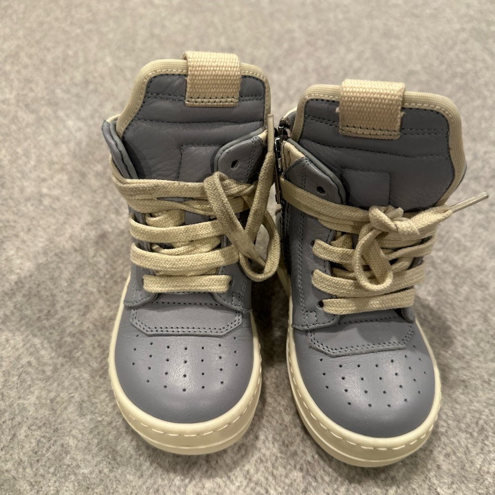Rick Owens Gray High-Top Sneakers with Perforated Details
